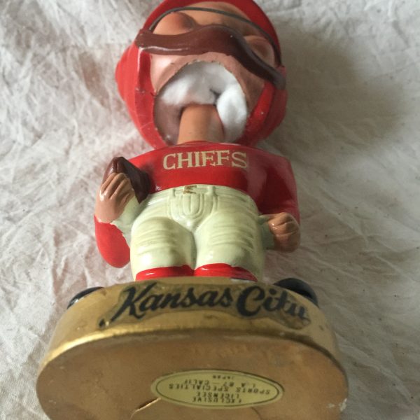 Kansas City Chiefs AFL Earpad 1965 Vintage Bobblehead Extremely Scarce NFL Nodder
