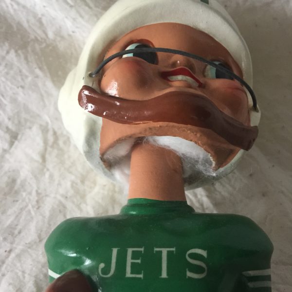 New York Jets AFL Earpad 1965 Vintage Bobblehead Extremely Scarce NFL Nodder