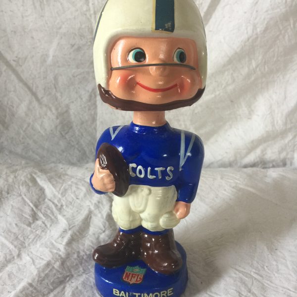 Baltimore Colts NFL Toes Up Extremely Scarce Type 1 Nodder 1962 Vintage Bobblehead