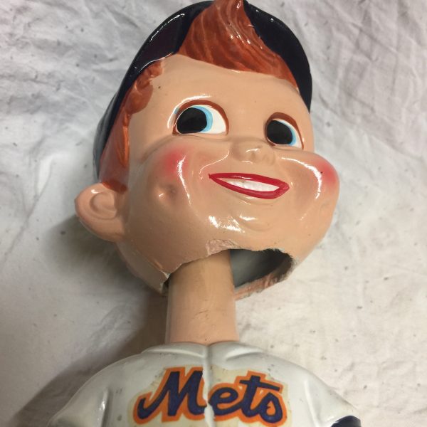New York Mets Swirl Cap 1968 Vintage Bobblehead Extremely Scarce Nodder