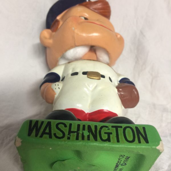 Washington Senators Crooked Cap Green Square Base Nodder Extremely Scarce 1962 Vintage Bobblehead