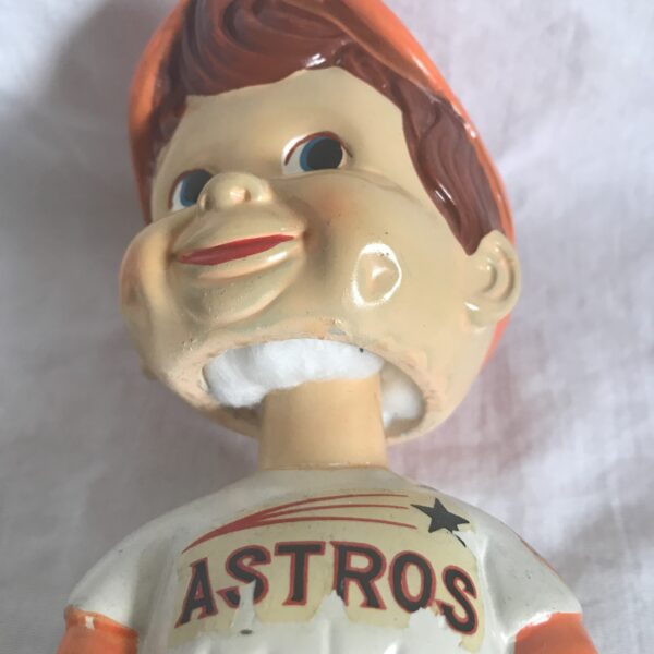 Houston Astros MLB Extremely Scarce Orange Cap Nodder 1970 Vintage Bobblehead Gold Wedge Base