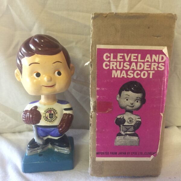 Cleveland Crusaders 1962 Vintage Bobblehead Extremely Scarce NHL Small Blue Base Nodder