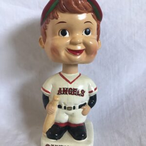 California Angels MLB Extremely Scarce Swirl Cap Nodder 1970 Vintage Bobblehead White Wedge Base