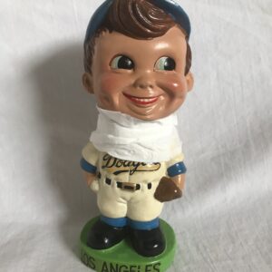 LA Dodgers Extremely Scarce Swirl Cap Nodder 1963 Vintage Bobblehead Green Base