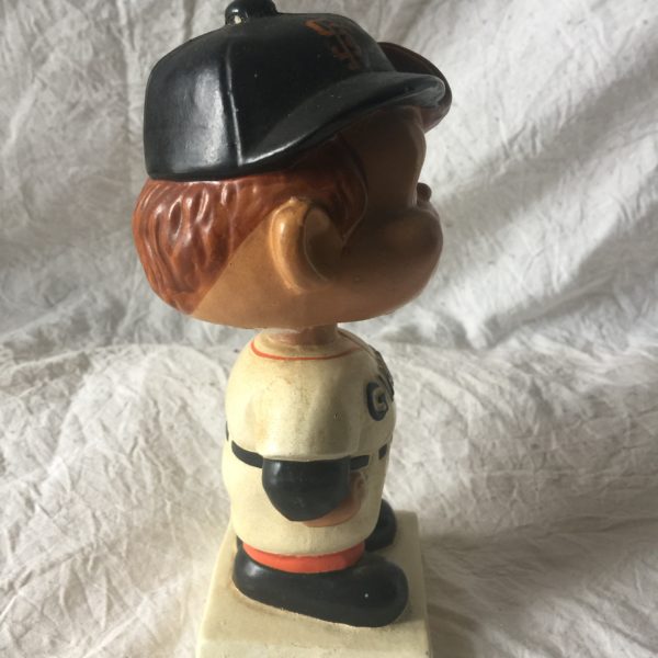 SF Giants MLB Extremely Scarce Crooked Cap Nodder 1962 Vintage Bobblehead White Square Base