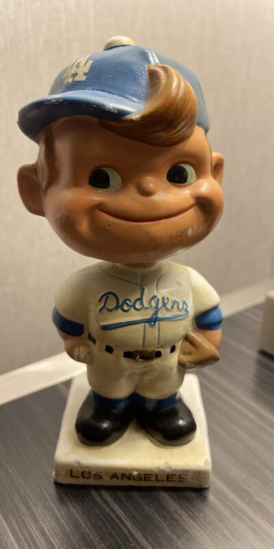 Los Angeles Dodgers White Base Vintage Bobblehead Rare MLB Nodder